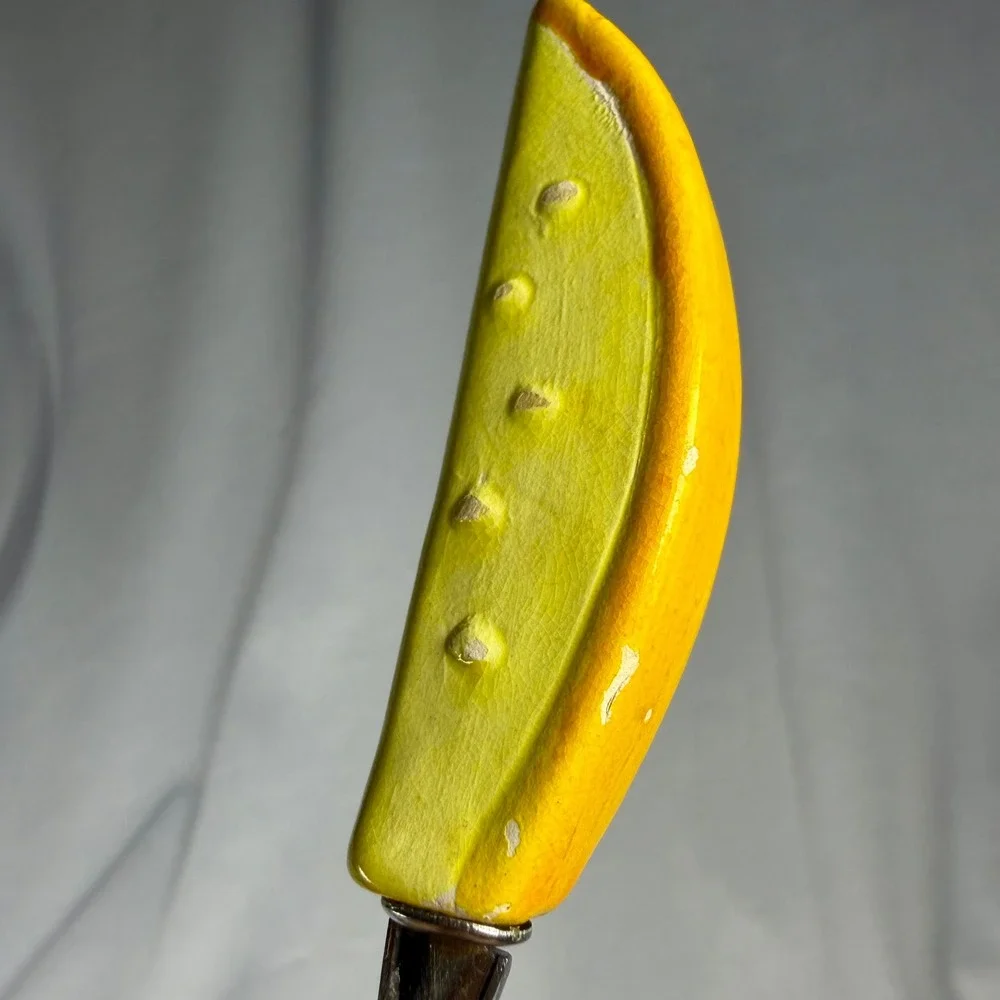 Vintage Japan Stainless Steel Ceramic Fruit & Vegetable Handle  Flatware Set 5pc